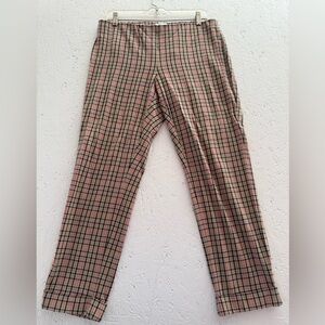 J. Jill Premium Bistretch Plaid Pull-On Chinos Black, Pink & Tan Size 10 Cuffed